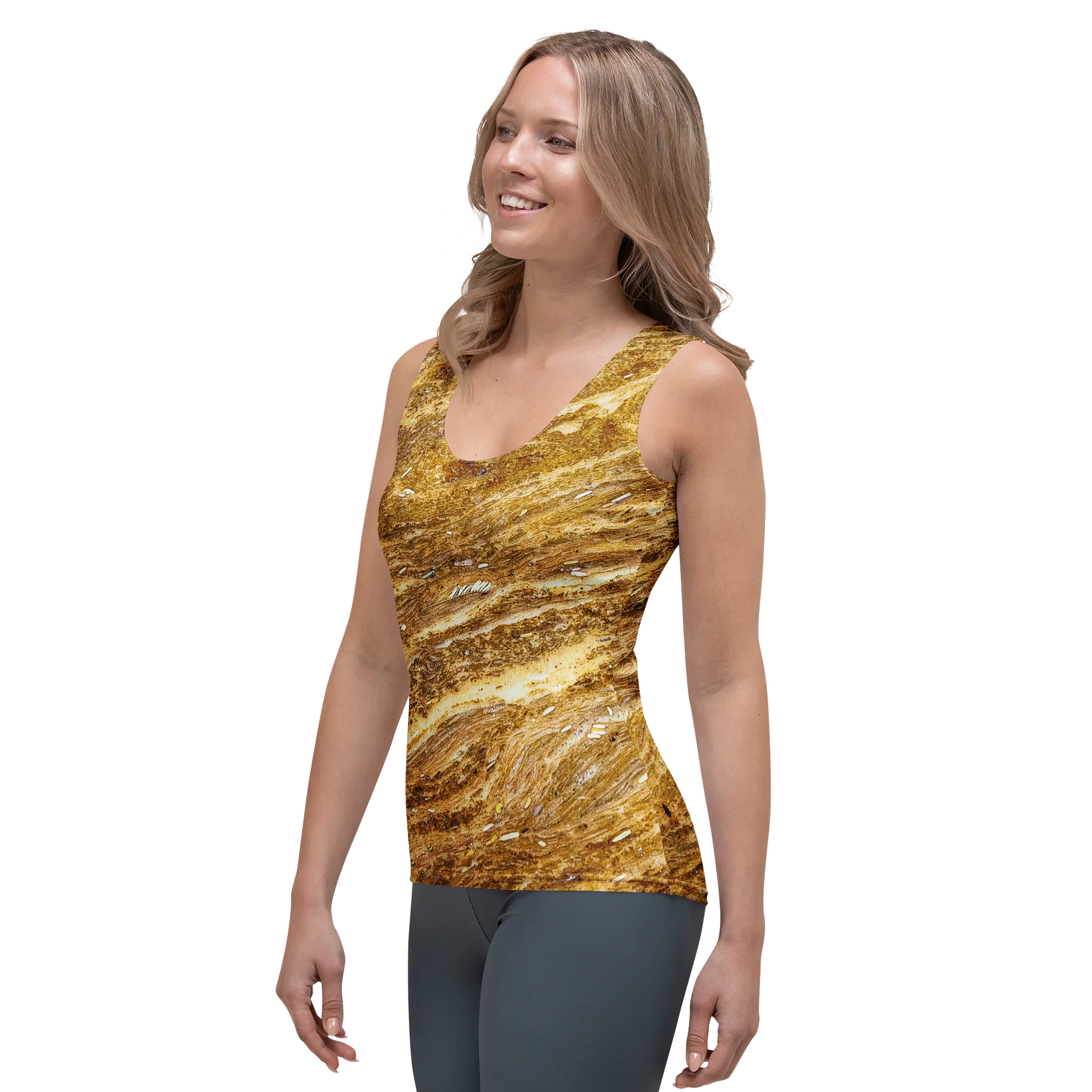 Golden Strata Women's All-Over Print Layered Amber Tank Top product image (3)
