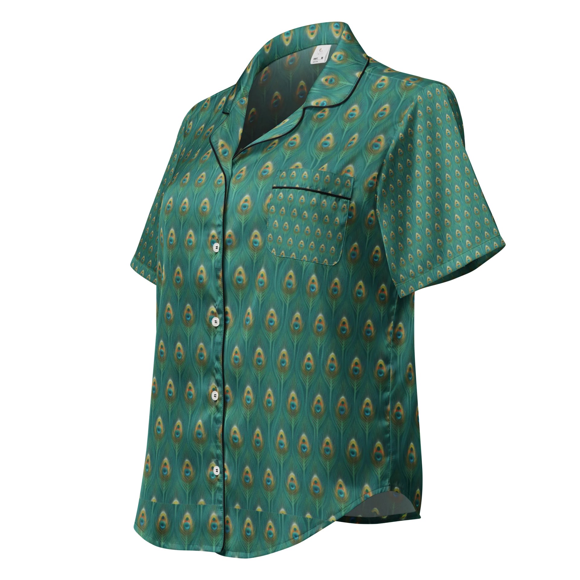 The Luminous Plume — Elegant Peacock Feather Pajama Top product image (3)