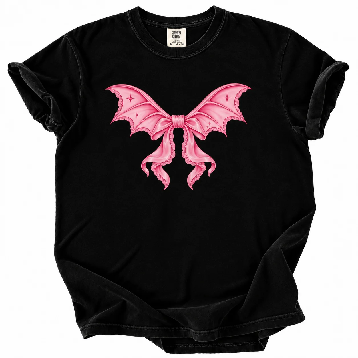 Comfort Colors Pink Bow Bat Graphic T-Shirt product image (1)