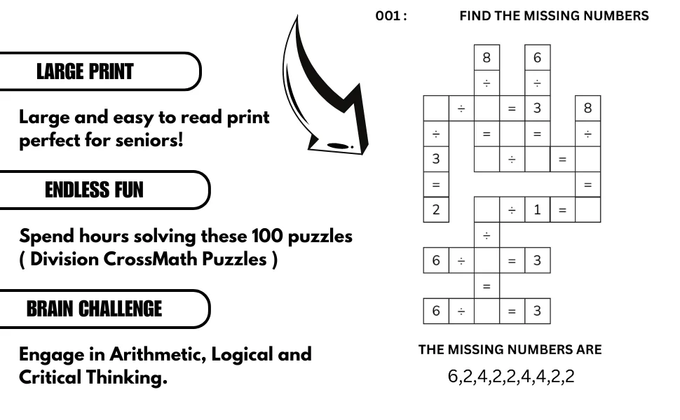 100 Crossmath Puzzles: Division for Kids (Ages 4-8) | Ebook | Printable PDF product image (3)
