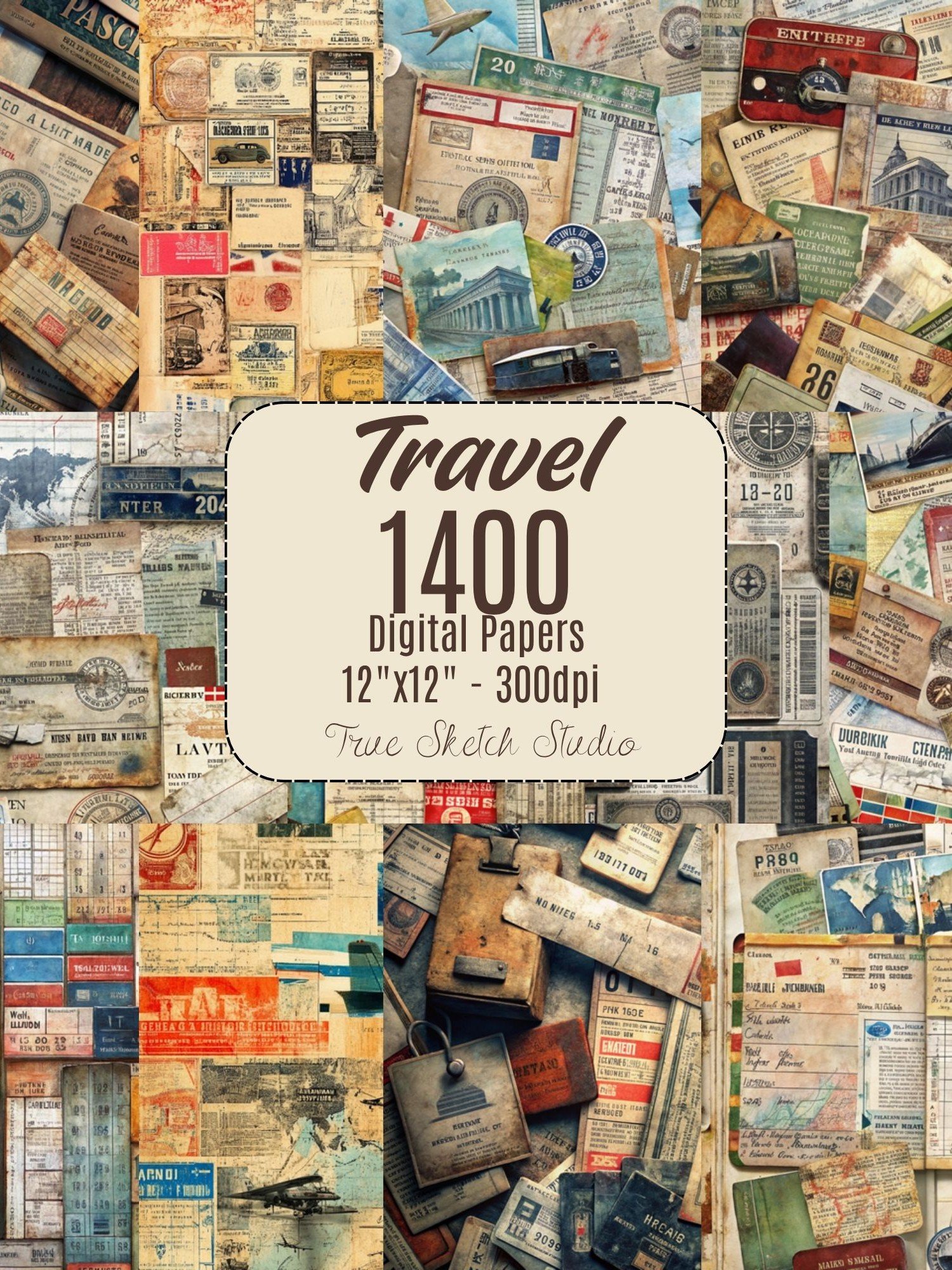 Vintage Travel Digital Paper 1400 product image (12)