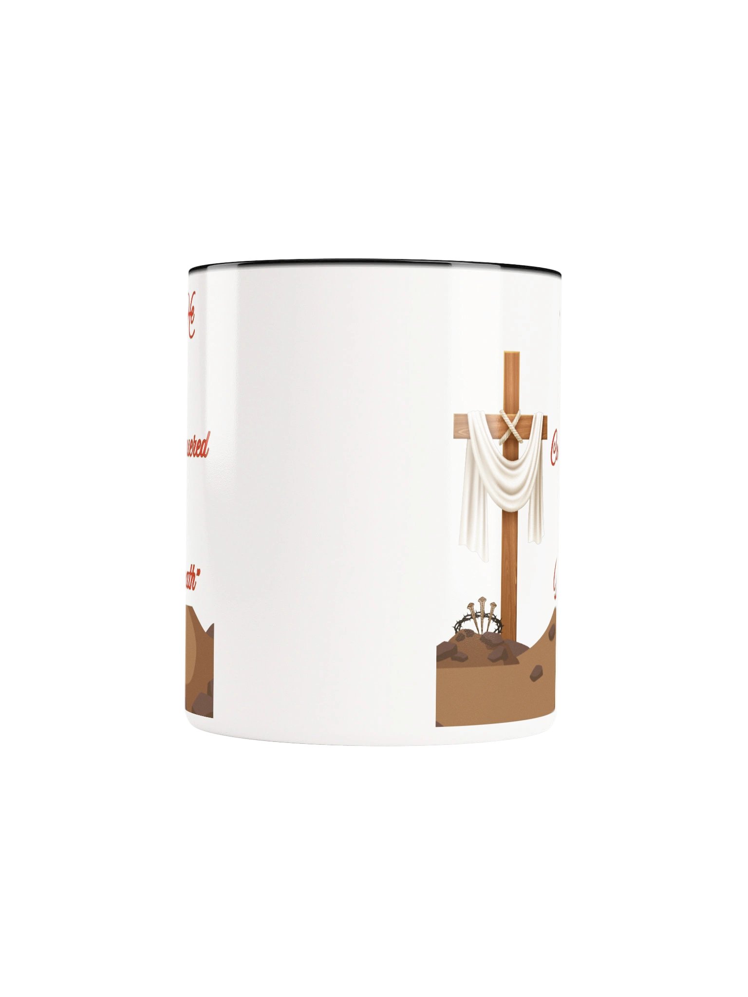 He Conquered Death Christian Coffee Mug | Empty Cross Easter Mug | Resurrection Faith Gift | Kingdom Life Co. product image (6)