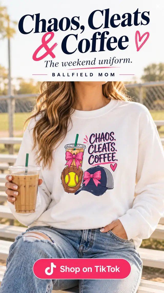 The weekend sweatshirt every ballfield mom needs- it is chaos, cant forget the cleats and we need coffee#baseballmom #softballmom #sportsmom #ballfieldmoms #baseballlife #workingmomsoftiktok #grammy #sportsmomlife