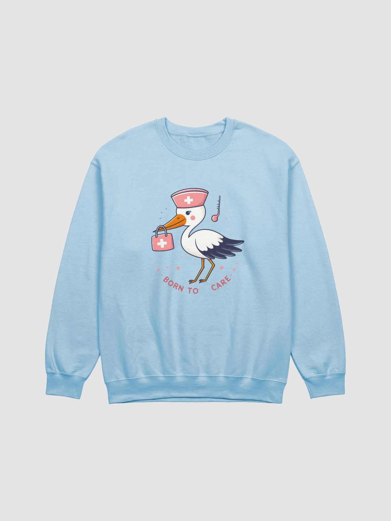 Born to Care Nurse Stork Crewneck Sweatshirt product image (3)