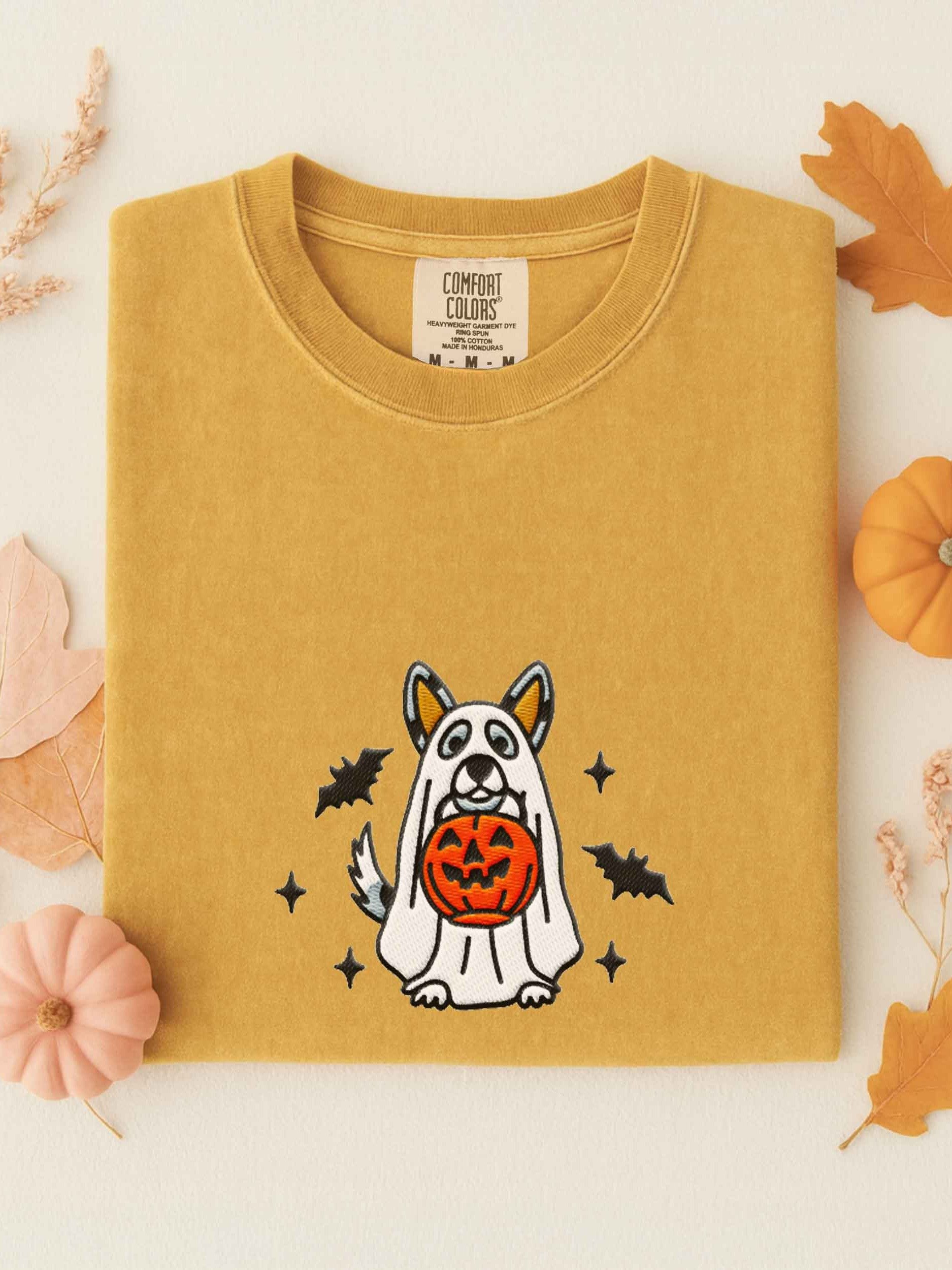 Halloween Cardigan Welsh Corgi(Merle) Embroidered T-Shirt product image (1)