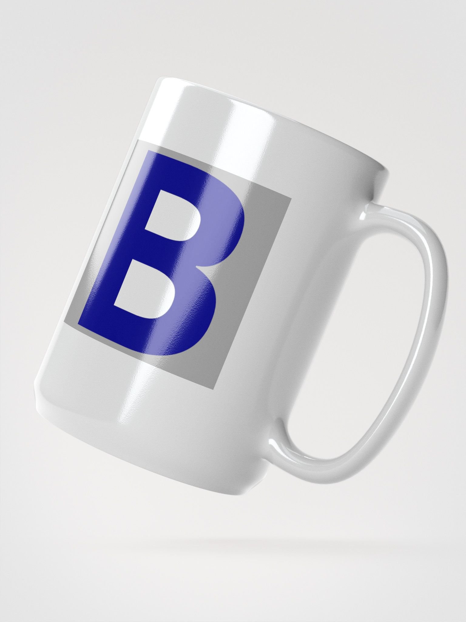 Bold Blue Letter 'B' White Glossy Mug product image (3)