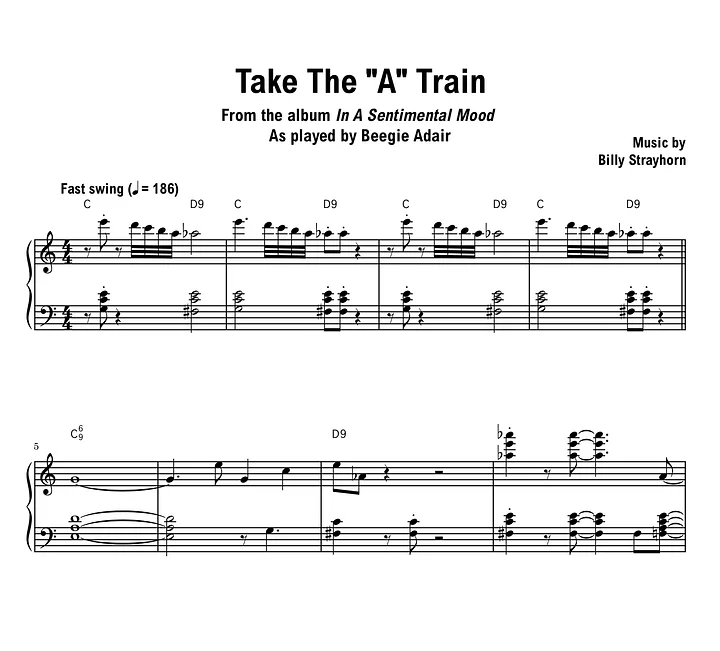 Beegie Adair - Take The A Train - Sheet music (PDF) product image (1)