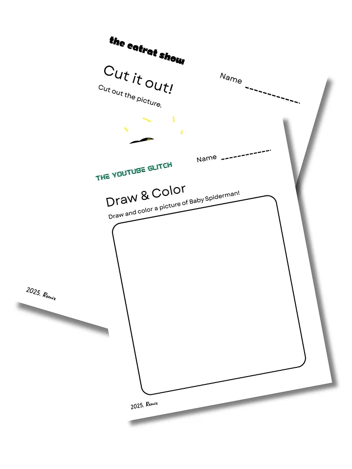 Worksheet Pages 2 Set - The YouTube Glitch & The Catrat Show product image (1)