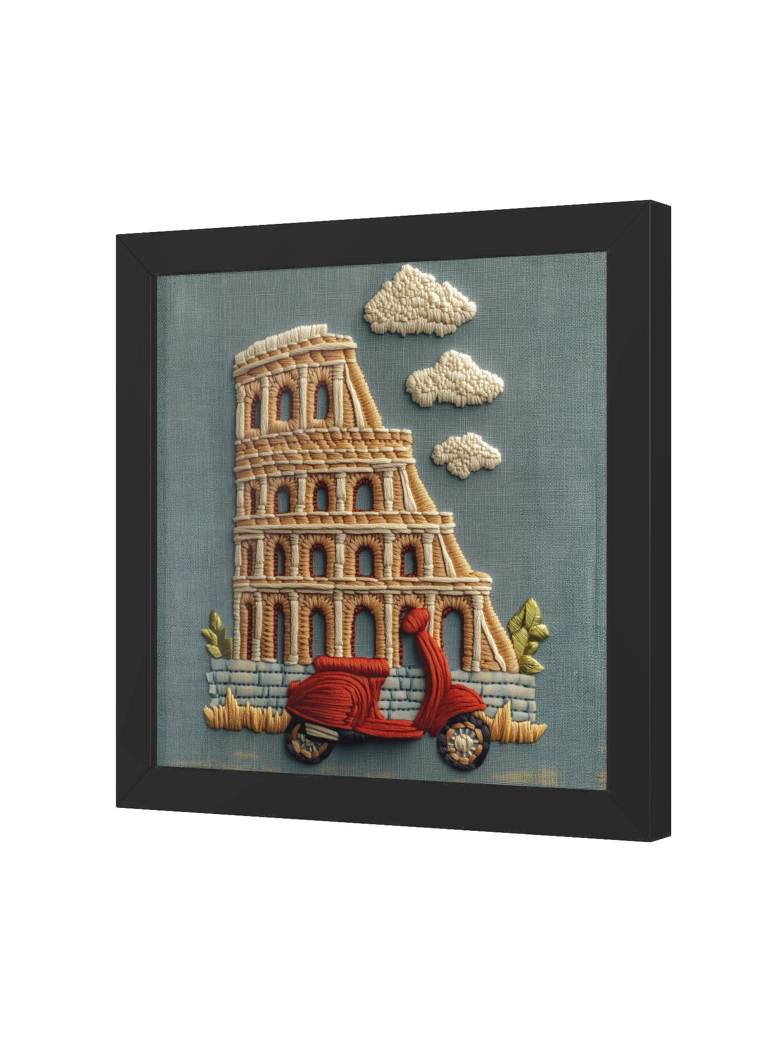 A Roman Ride | Embroidery-Style Wall Art — Framed Print product image (2)