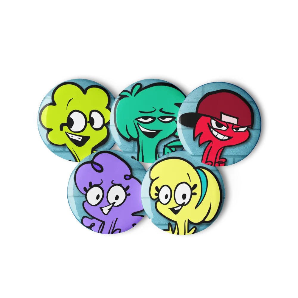 Cartoon Safety Pin Buttons Set 2 product image (1)