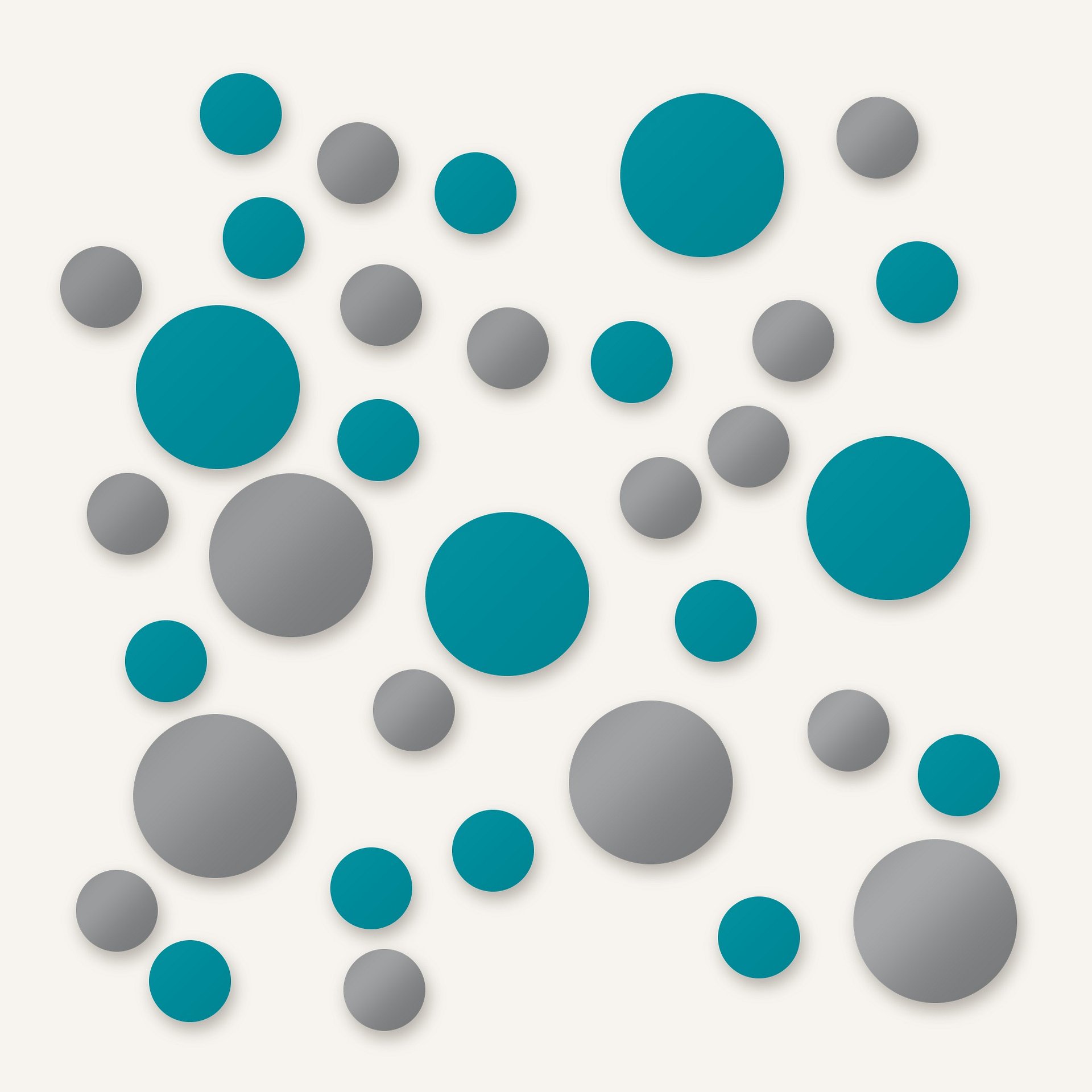 Metallic Silver and Turquoise Polka Dot Wall Decals, 2" and 4" Vinyl Circle Stickers, Removable Dot Decals for Nursery, Kids Room, Playroom product image (1)