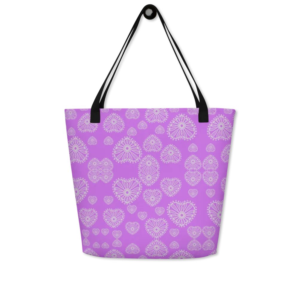 Lilac Love Heart Tote Bag product image (5)