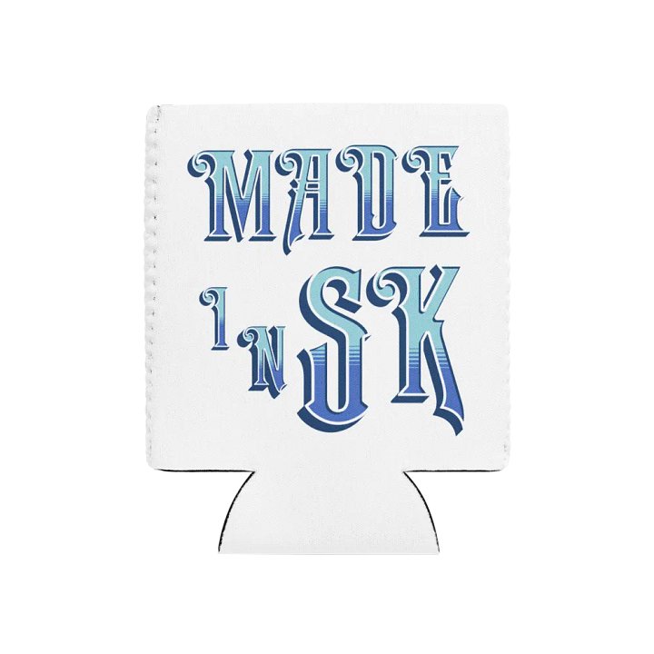 Made In SK Saskatoon Saskatchewan Blue Gradient Can Cooler product image (1)