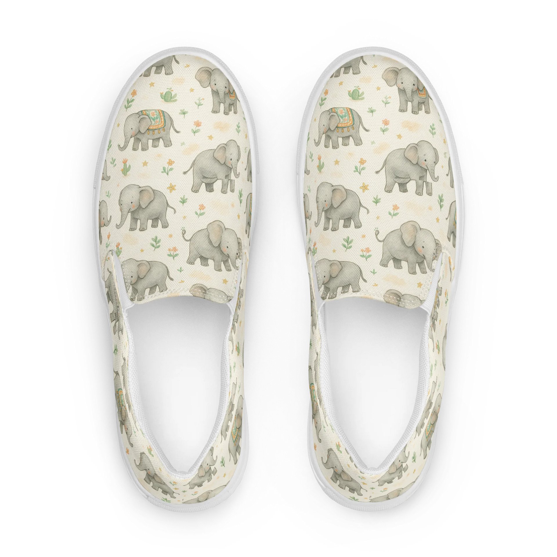 Whimsical Baby Elephant Slip-On Shoes – Cute Animal Pattern for All Ages product image (2)