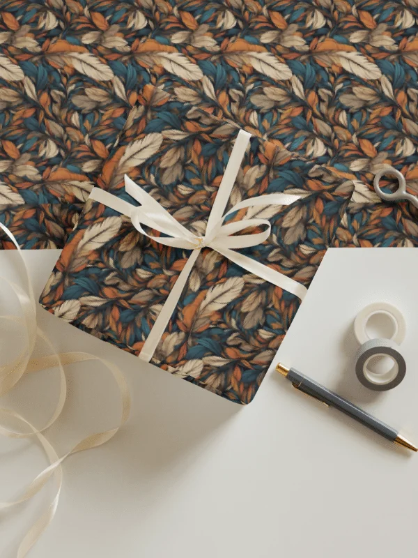 Earthy Leaves and Feathers Wrapping Paper Set product image (2)