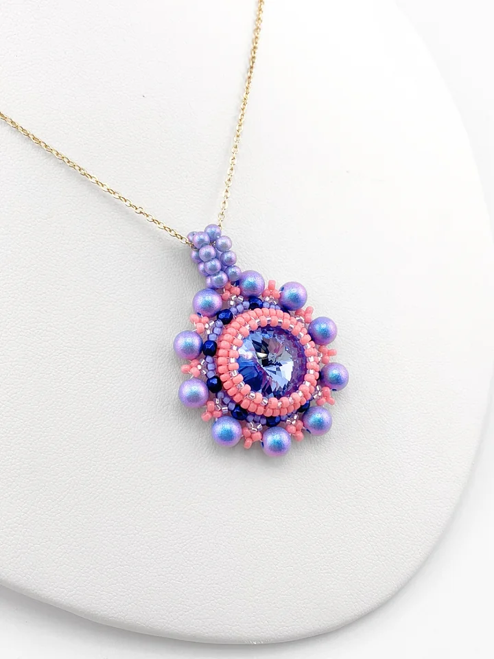 Daybreak Crystal Beaded Pendant - Pink/Blue product image (2)