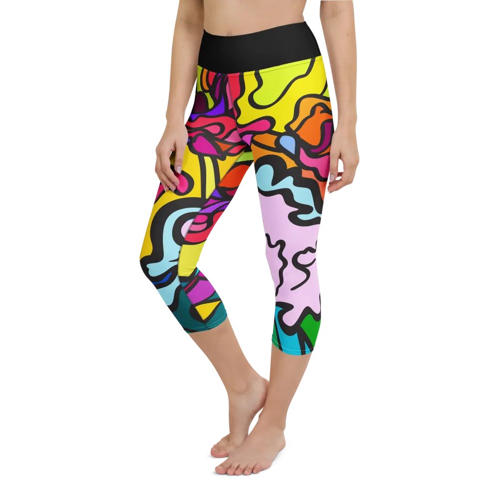 Vibrant Swirl All-Over Yoga Capri Leggings - Wave at Sunset product image (6)