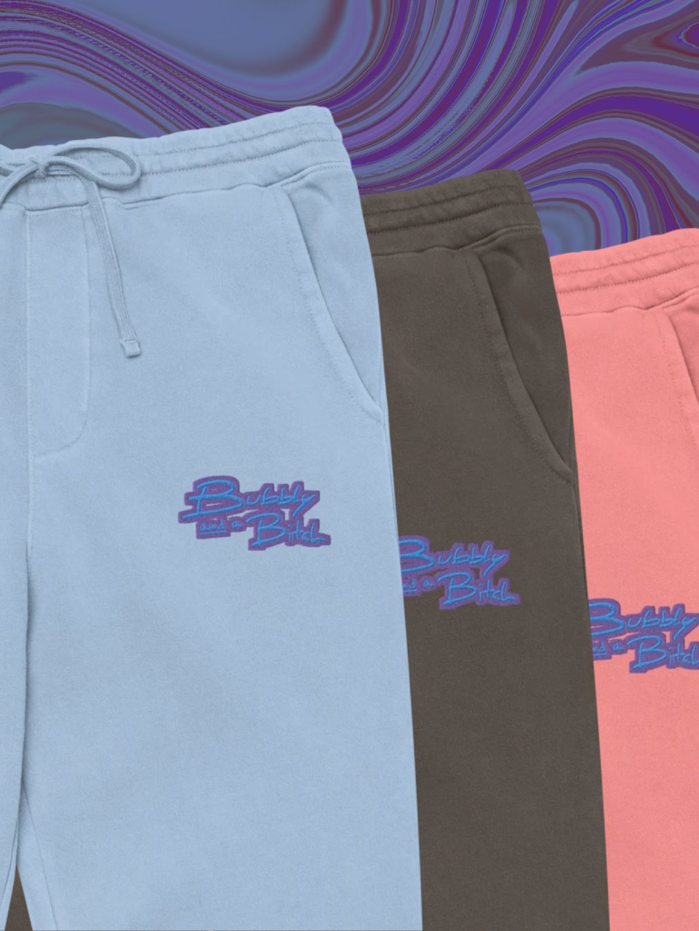 Bubbly and a B*tch (violet design) pigment dyed sweatpants product image (5)