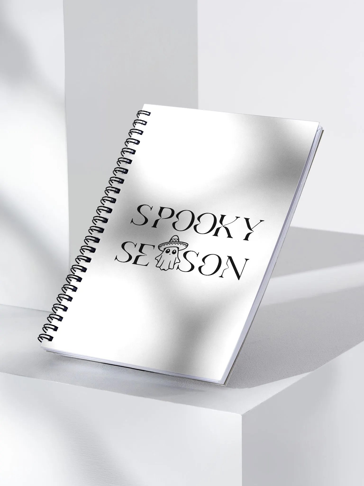 Spooky Season Sombrero Ghost Monochrome Dotted Spiral Notebook product image (2)