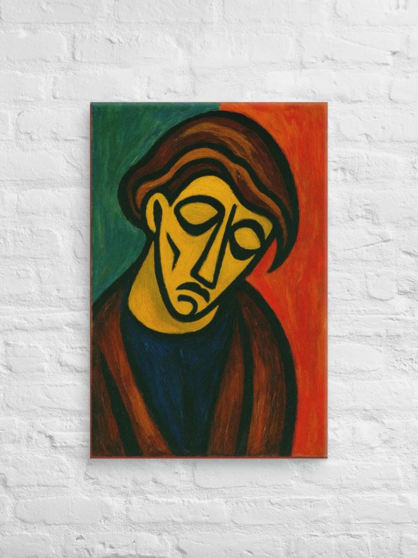 "Silence Between Thoughts" Portrait Canvas – Geometric Cubist Wall Art product image (6)