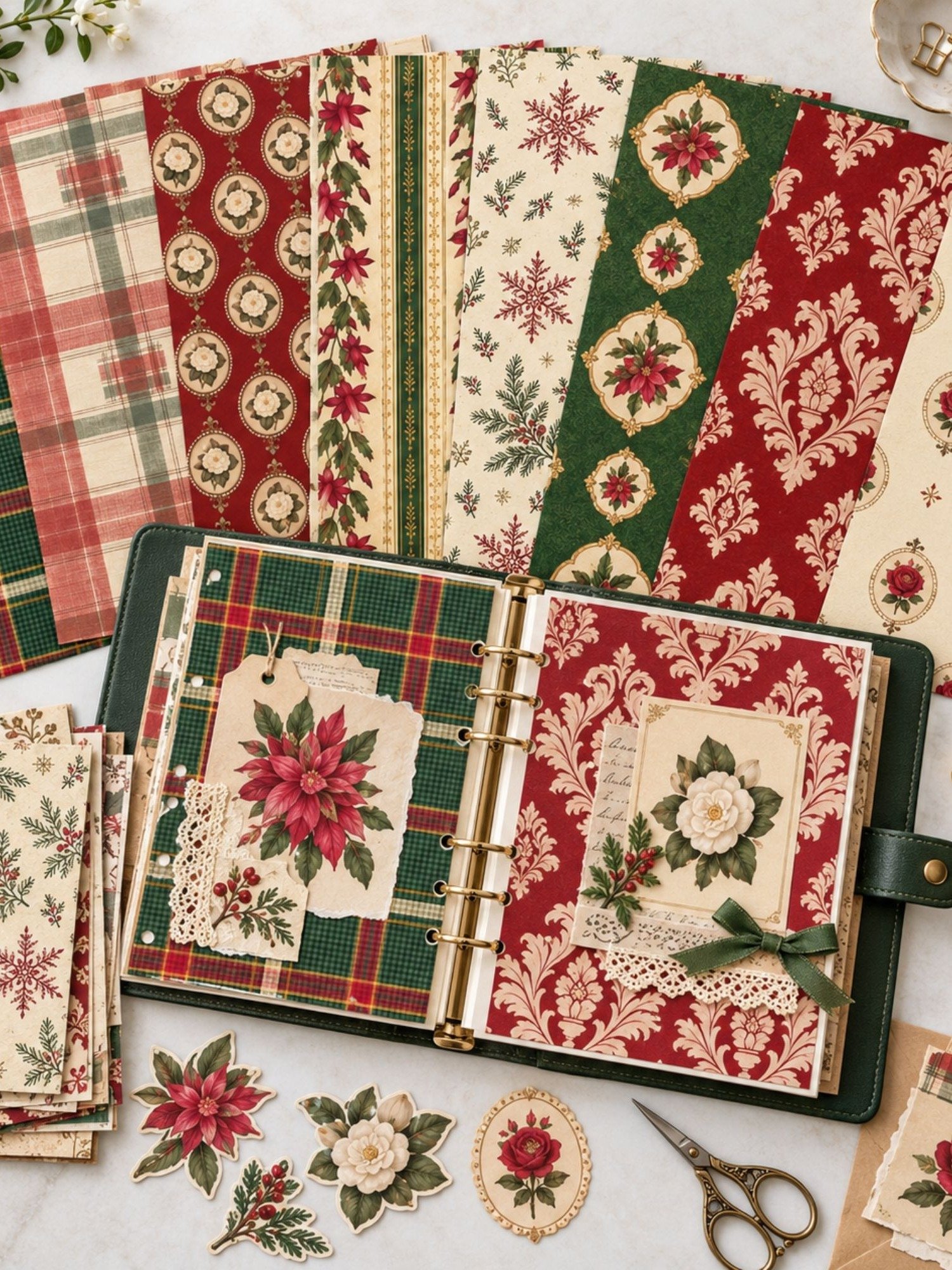 600 Vintage Christmas Junk Journal Pages, Victorian Ephemera, Antique Holiday Backgrounds, Printable Scrapbook Digital Paper Bundle, 300 DPI product image (2)