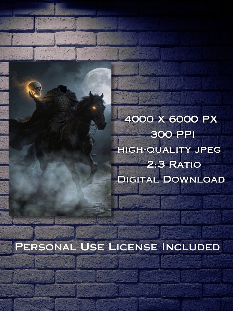 Dullahan – Rider of the Headless Night Digital Art Print product image (3)