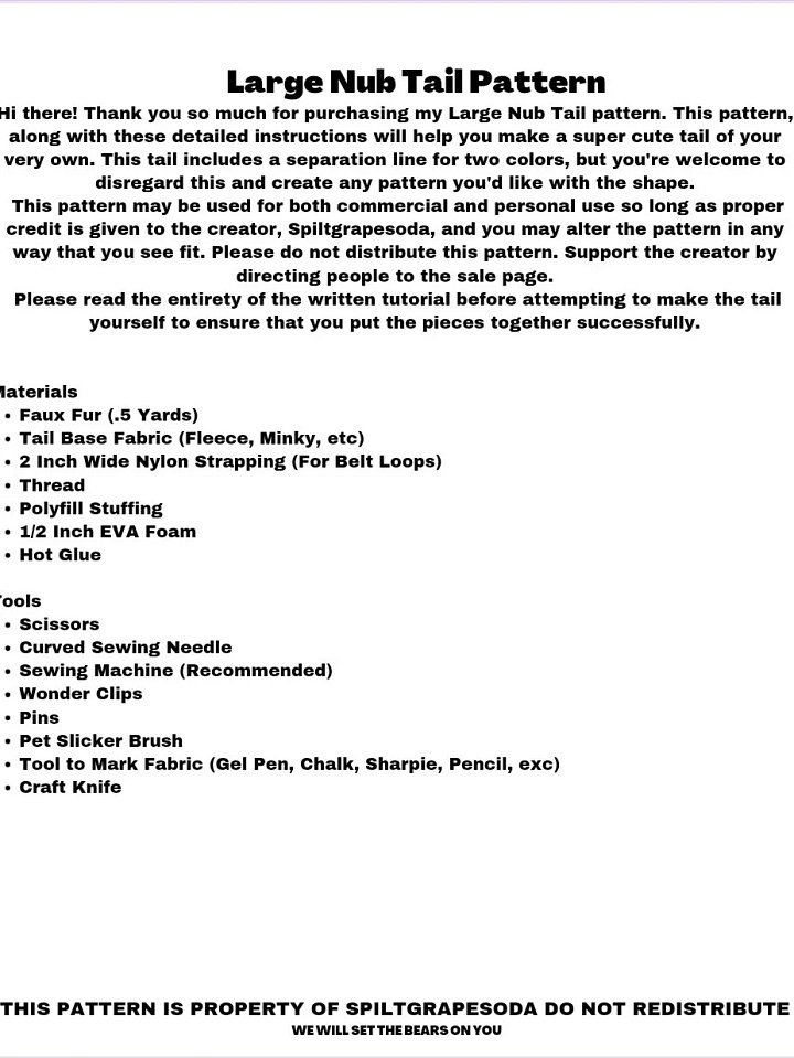 Large Nub Tail Pattern [PDF DOWNLOAD] product image (2)