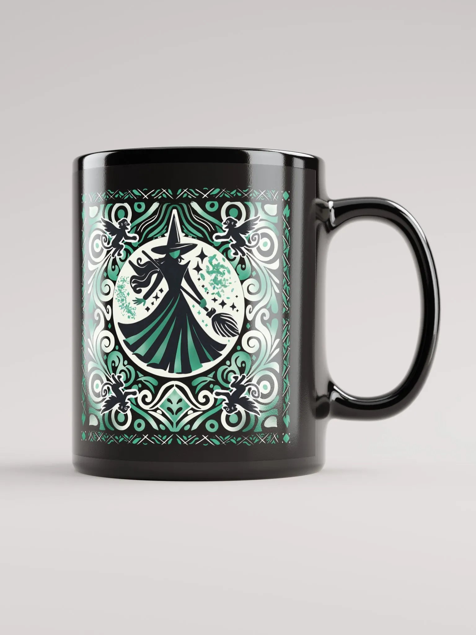 Wicked Spanish Tile Elphaba Mug – Black Glossy Broadway Coffee Cup product image (1)