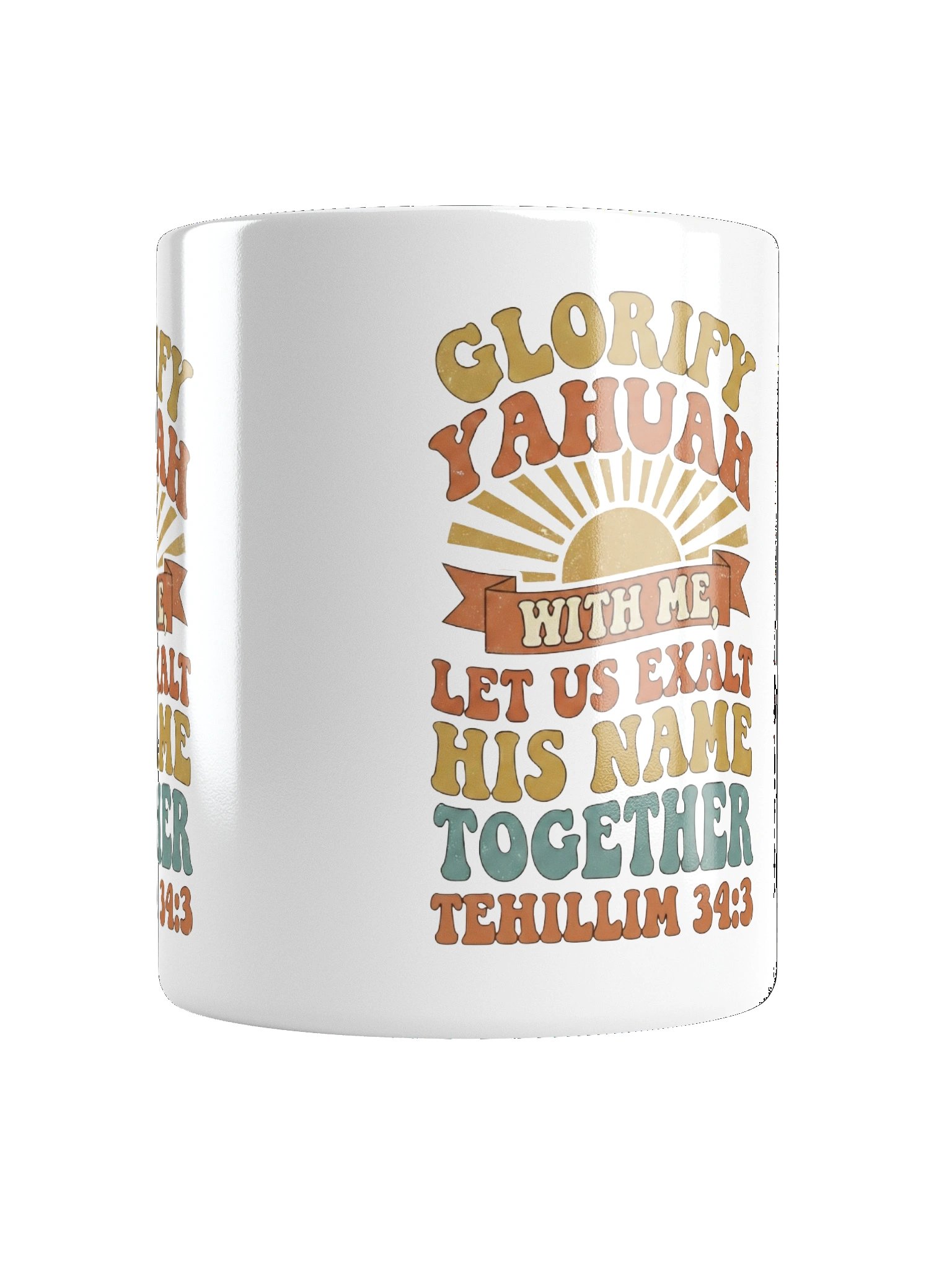 Glorify YAHUAH With Me Mug | Tehillim 34:3 Scripture Cup | White Glossy Ceramic product image (6)