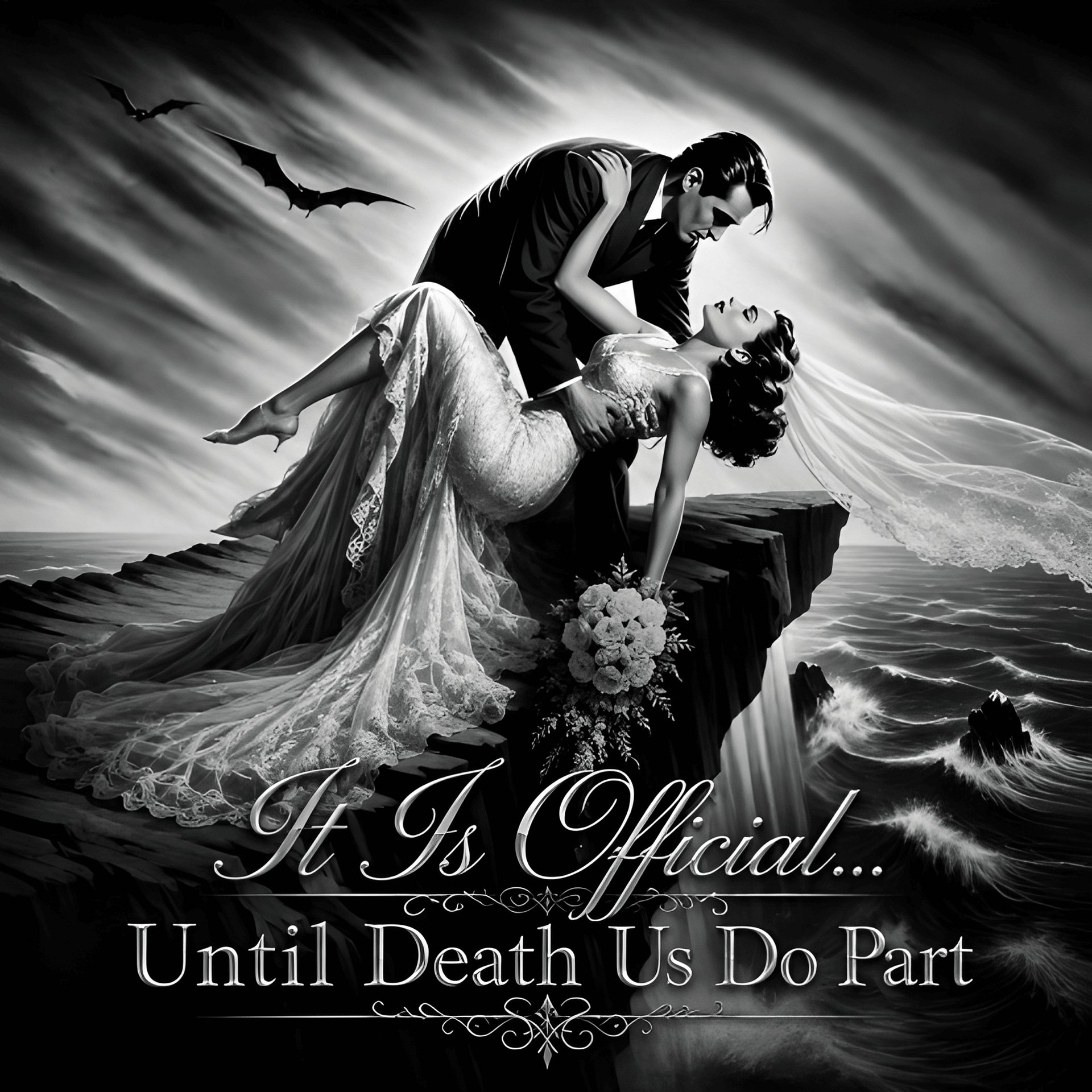 Gothic Wedding Wall Art "Until Death Us Do Part" Bridal Print Gift For Her Him product image (2)
