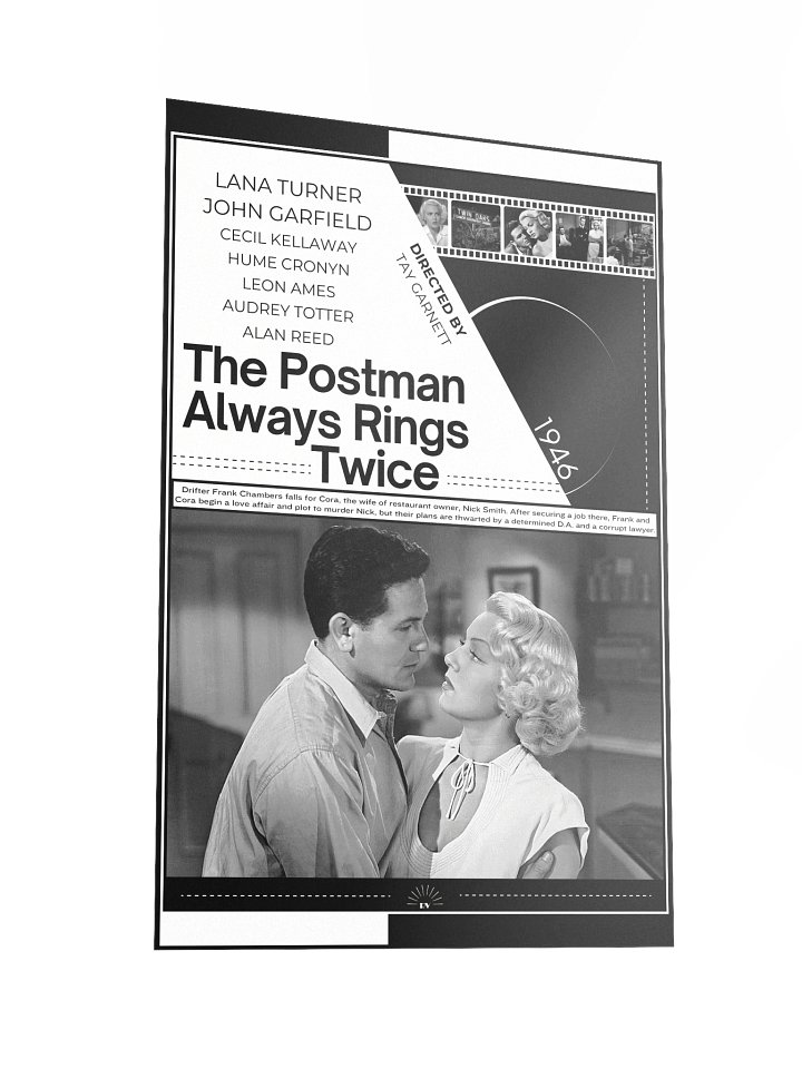 The Postman Always Rings Twice with Lana Turner and John Garfield 1946 | Movie Poster | 12x18 Wall Art product image (2)