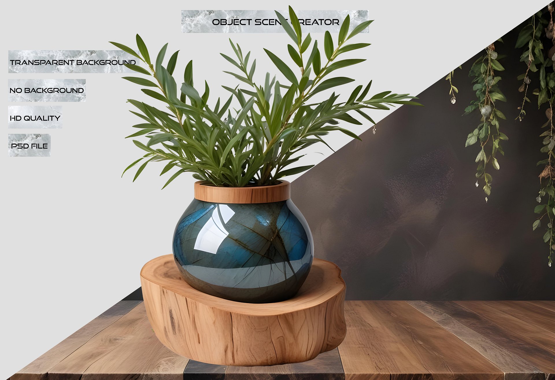 Celestial Grace – Boho Chic wood Vase PNG product image (2)