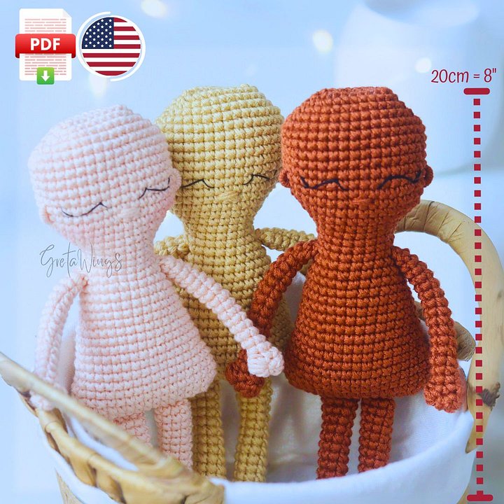 Crochet Doll Base Pattern - Amigurumi Body for Custom Dolls (Digital Download) product image (1)