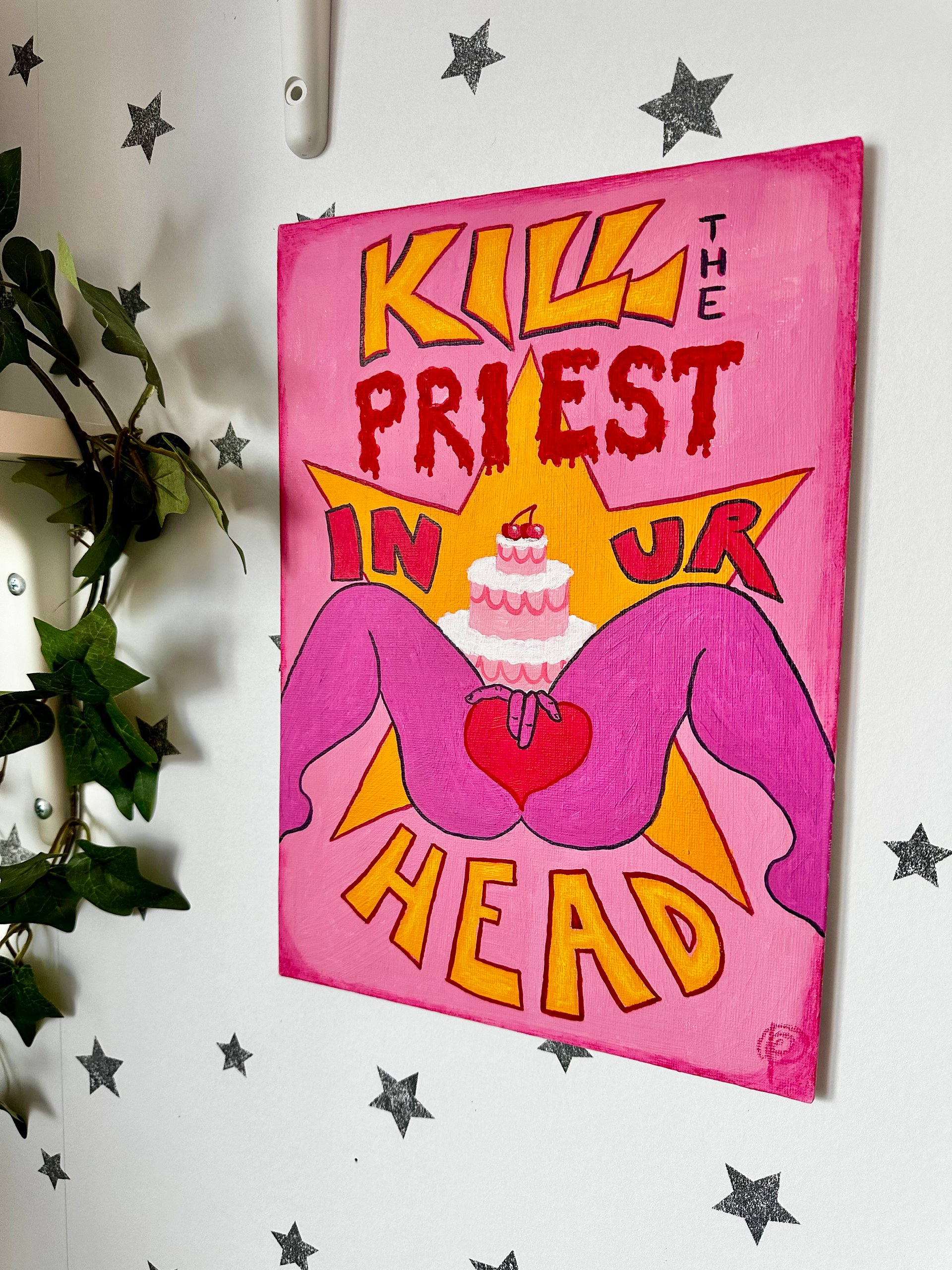 'kill the priest in your head' original painting from 'poetry f*cks' product image (5)