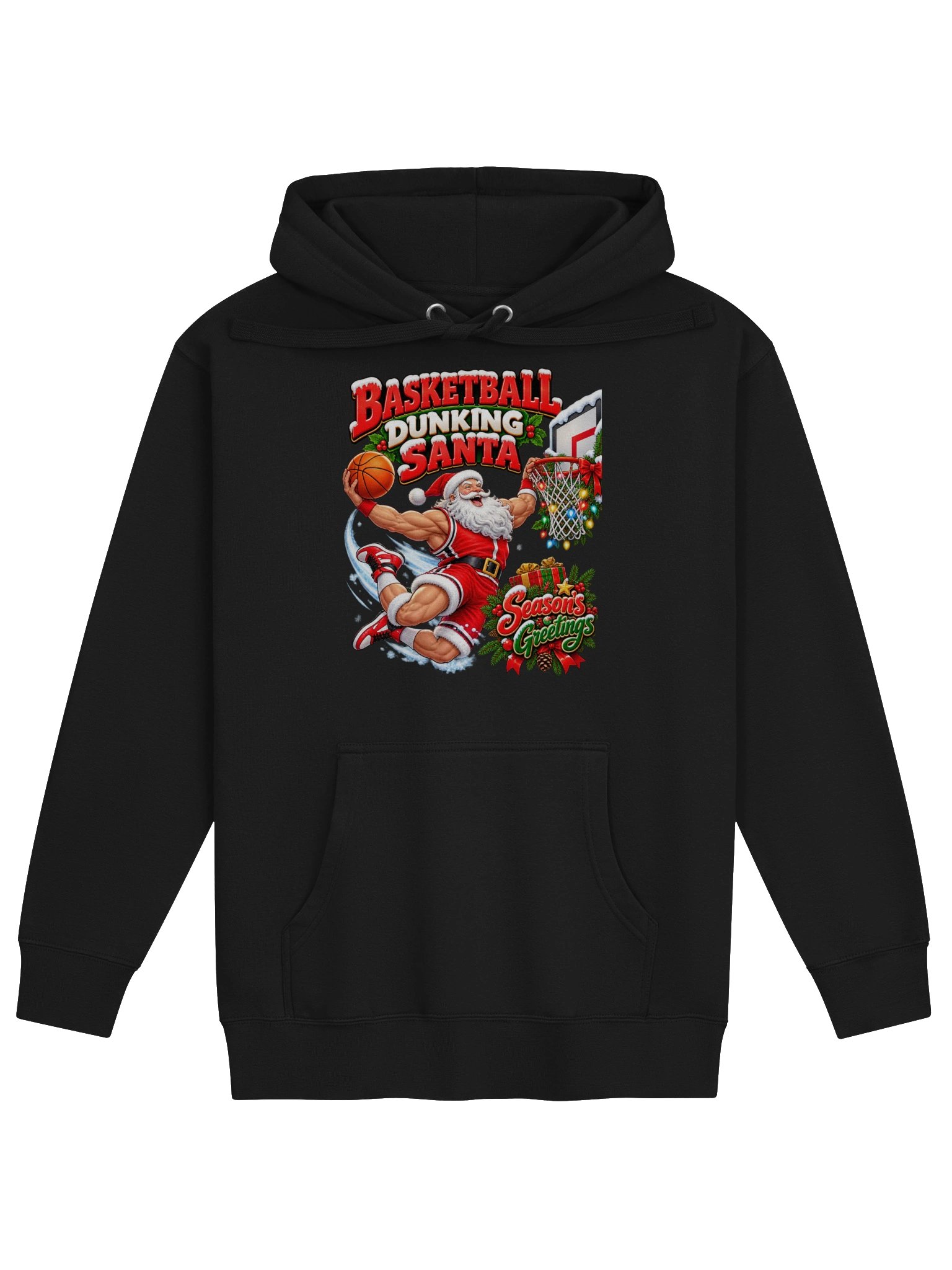 BASKETBALL DUNKING SANTA — SEASON’S GREETINGS! HOODIE product image (1)