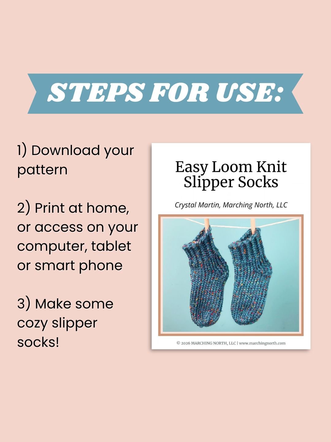 Loom Knit Slipper Socks (Digital PDF Pattern) product image (5)