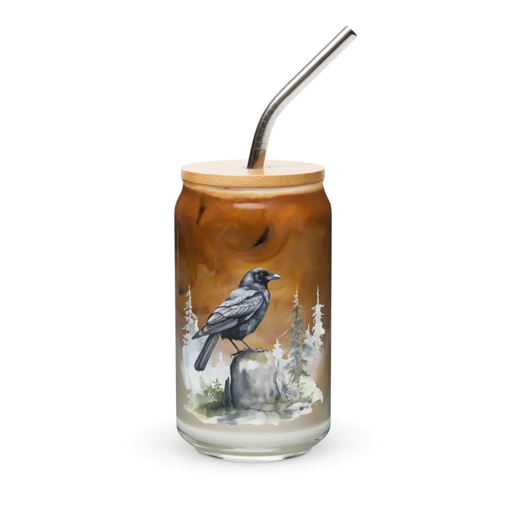 Can-Shaped Glass 🖤 Majestic Watercolor Crow product image (6)