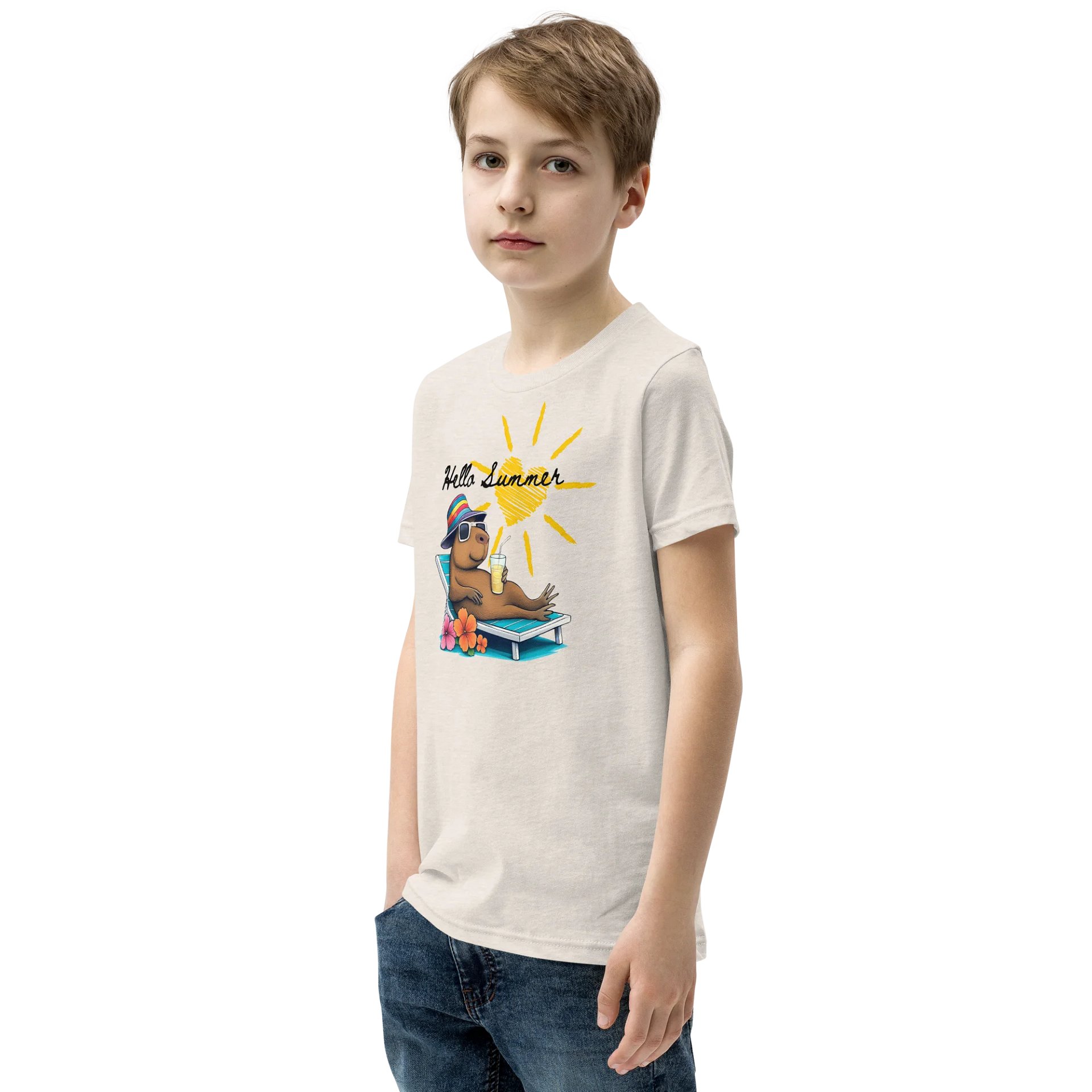 Hello Summer Capybara Youth T-Shirt product image (4)