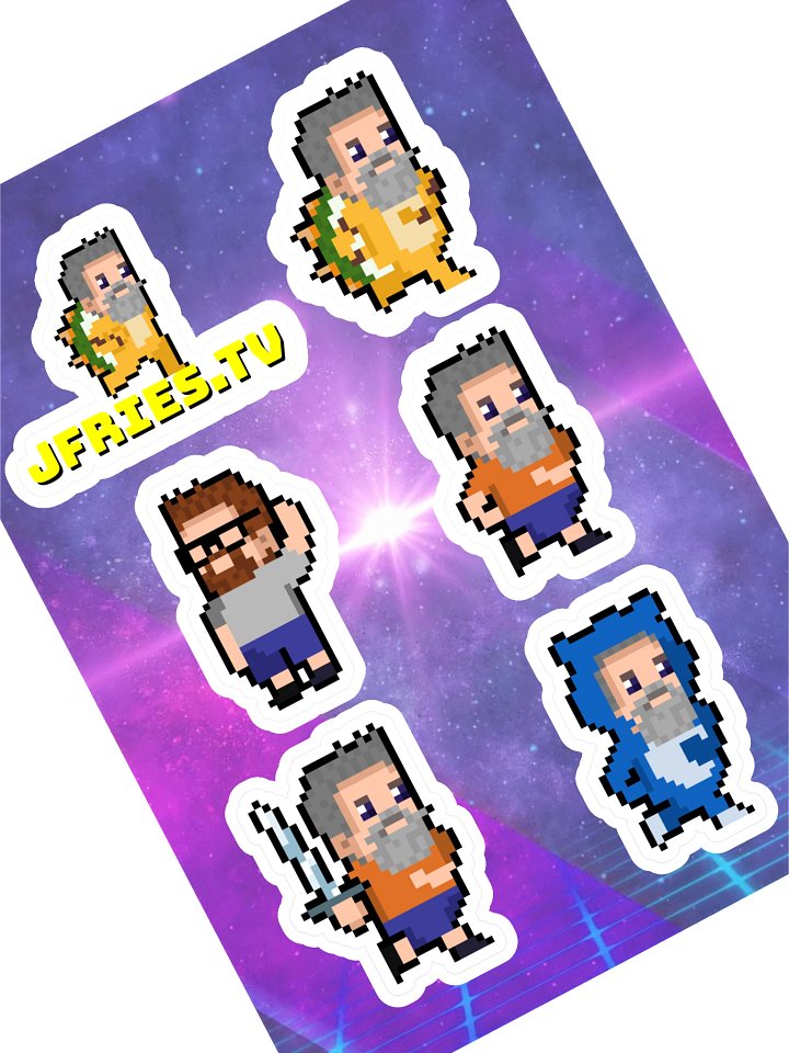 JFries.TV Pixel Characters Sticker Sheet product image (1)