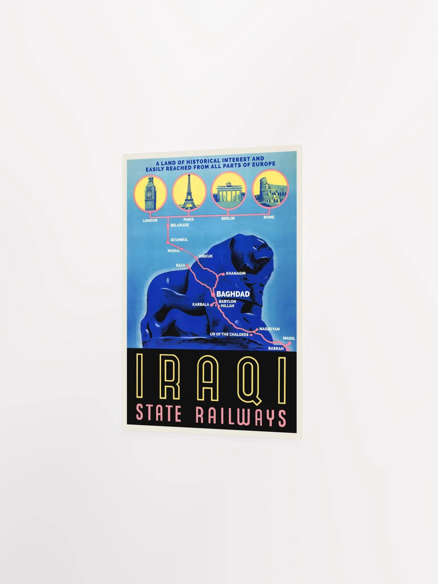 Iraq Railways, Baghdad, Iraq, Middle East. 1930s — retro vintage travel poster, retro travel art, retro travel wall art product image (7)
