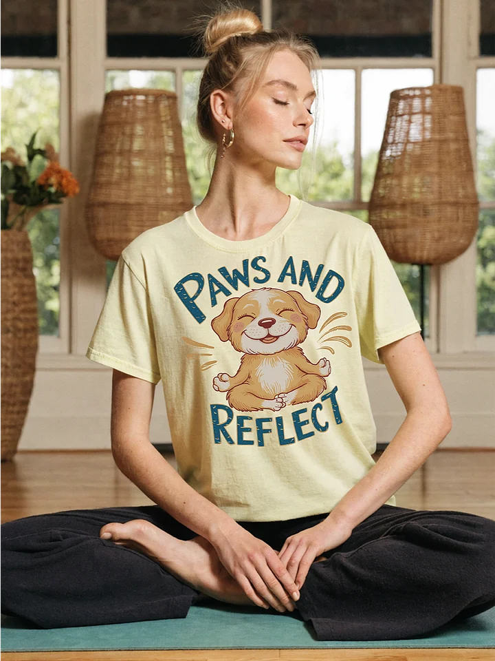 Paws and Reflect Cartoon Dog Meditation T-Shirt product image (2)