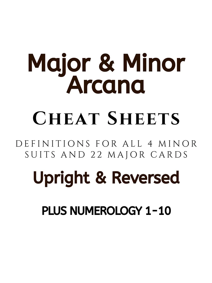 Tarot Meanings Cheat Sheets - MINOR & MAJOR ARCANA product image (1)