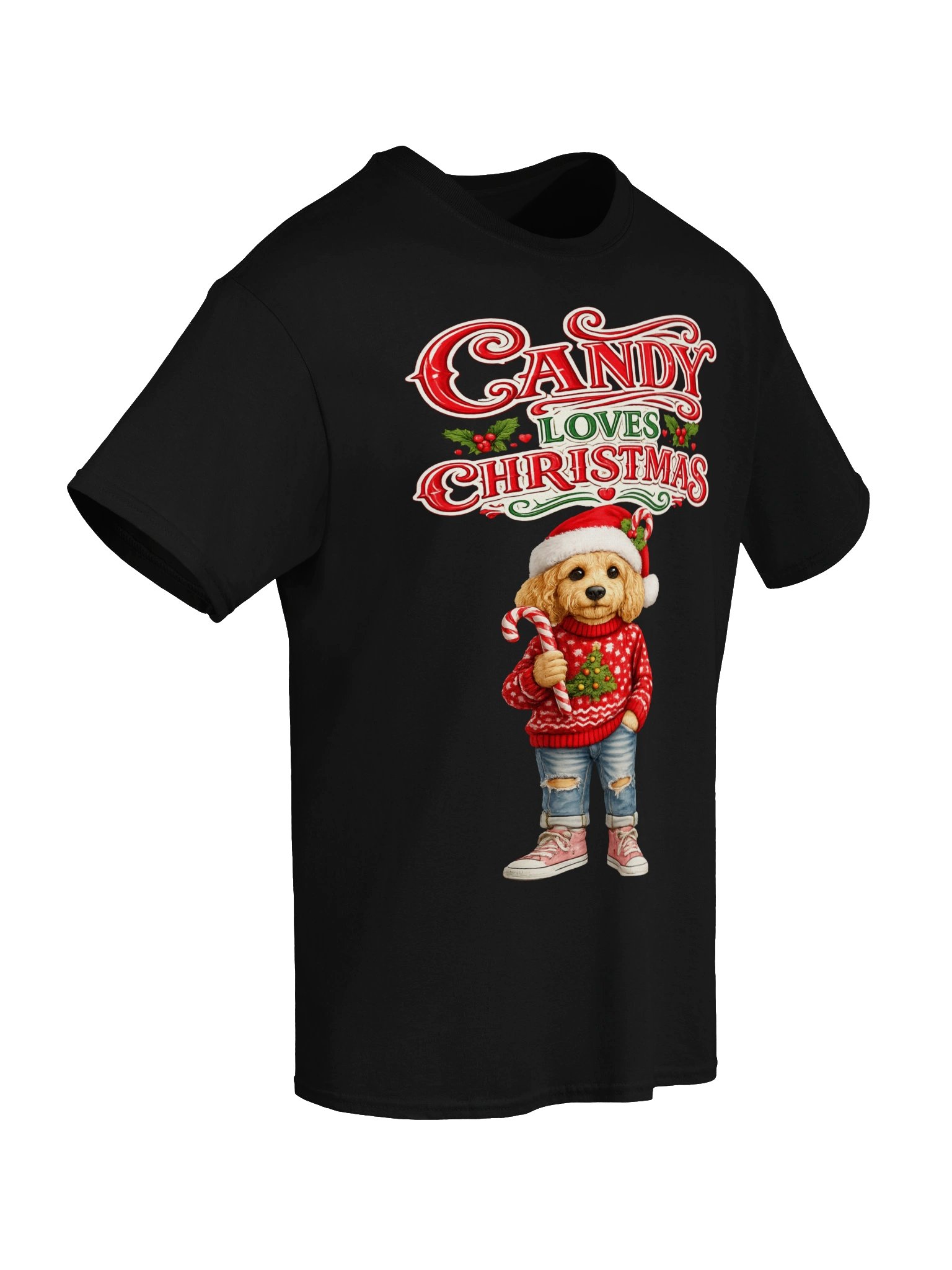 Candy Loves Christmas Dog Adult Tee product image (6)