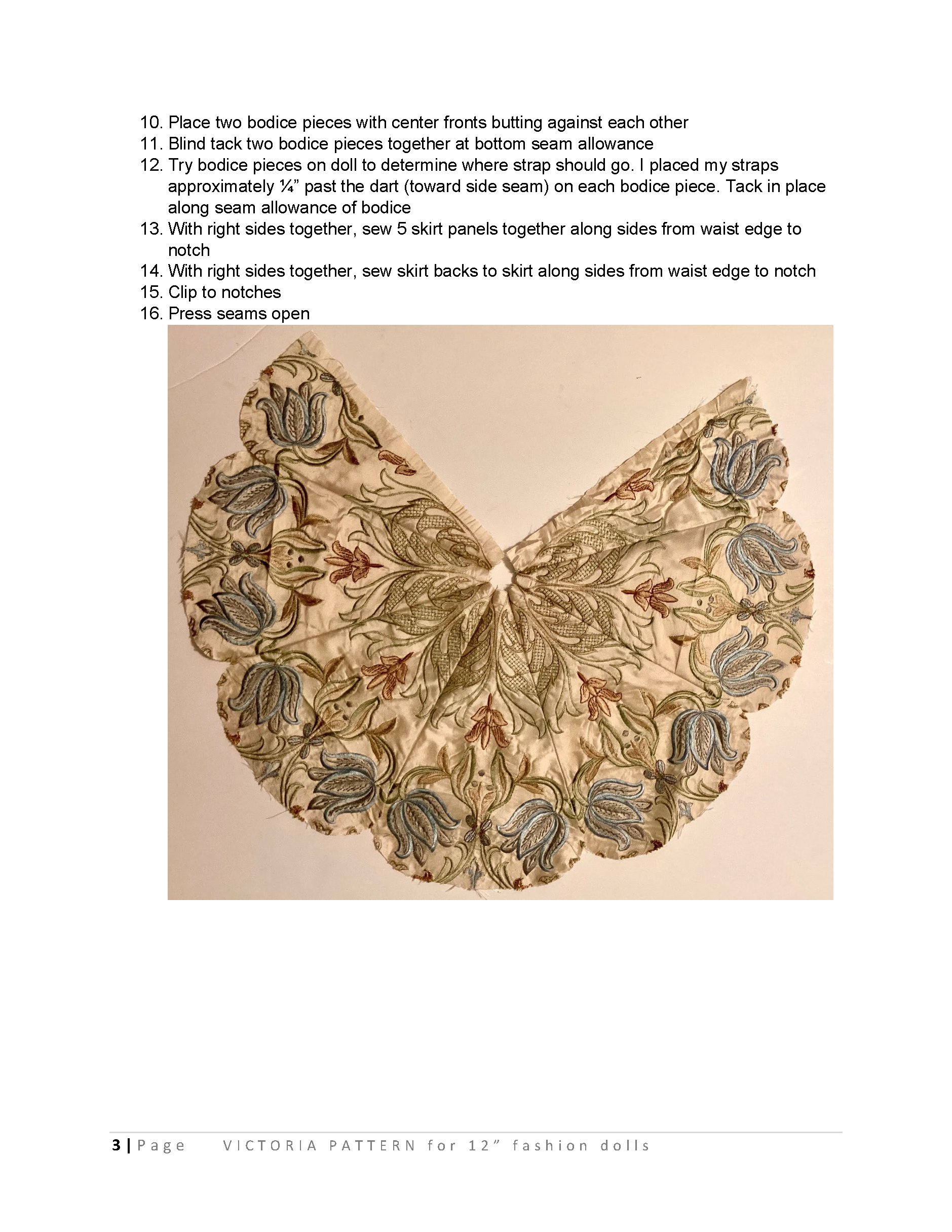 Victoria sewing pattern for 12