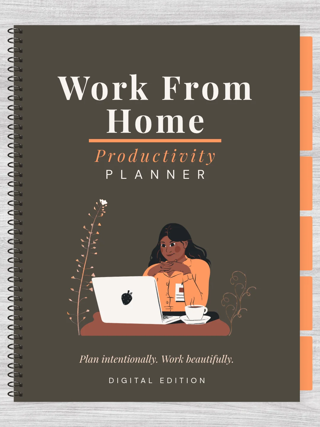 Work-From-Home Productivity Digital Planner (Grey-Orange Edition) product image (1)