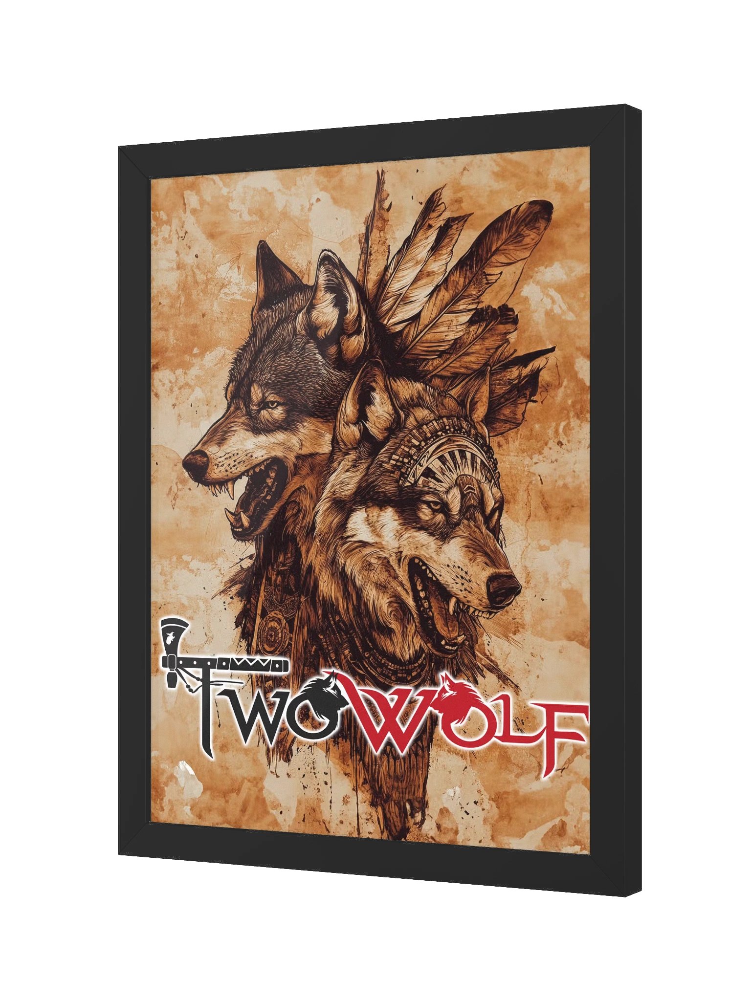 Framed Two Wolf Art poster product image (2)