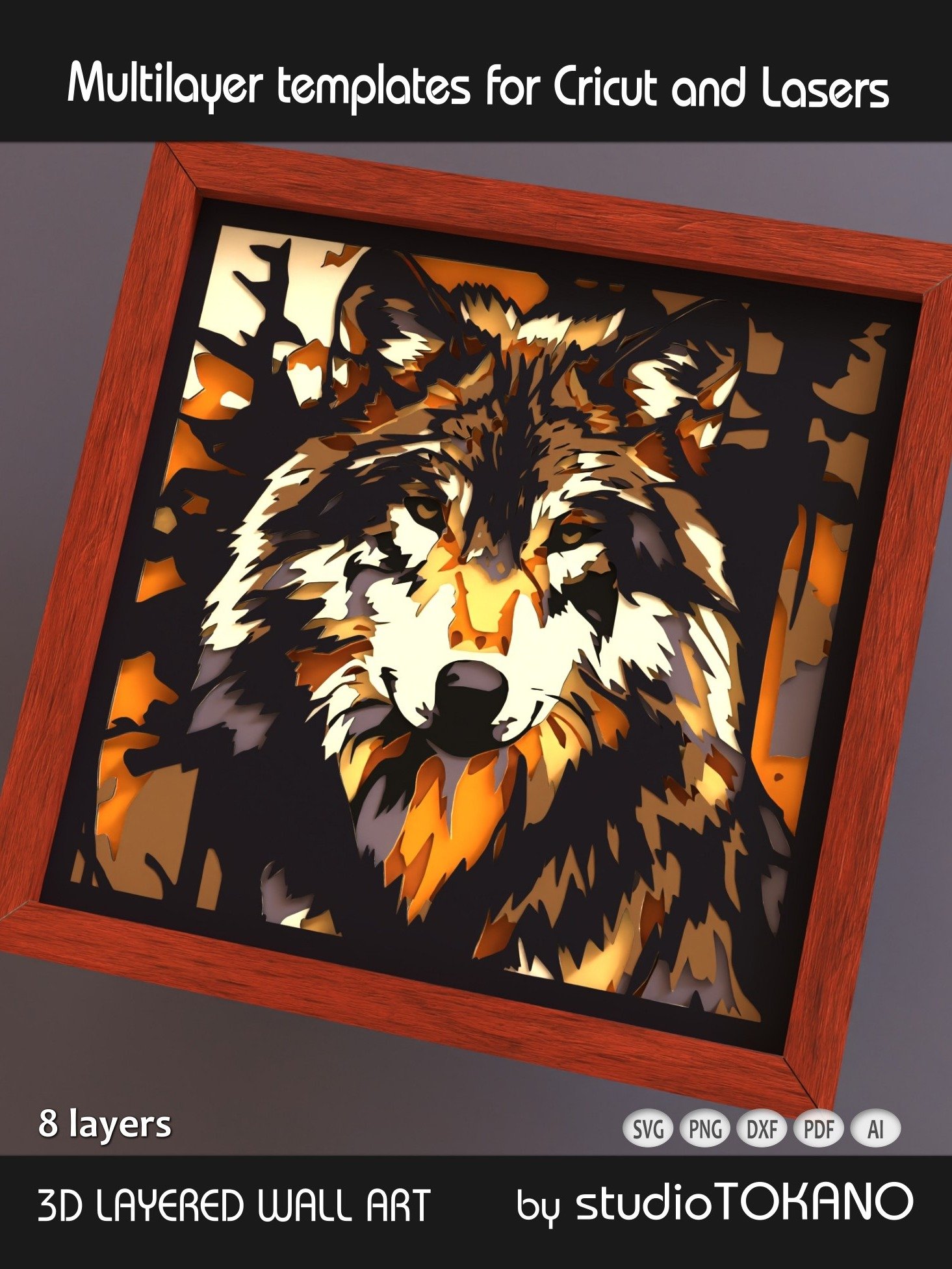 Wolf Shadow box SVG product image (5)