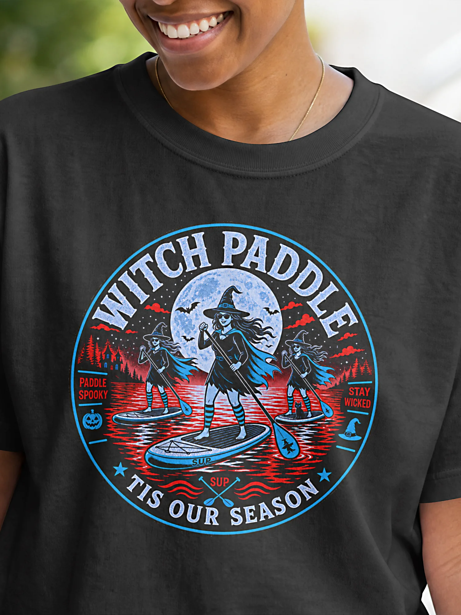 Witch Paddle Tis Our Season Halloween T-Shirt product image (1)