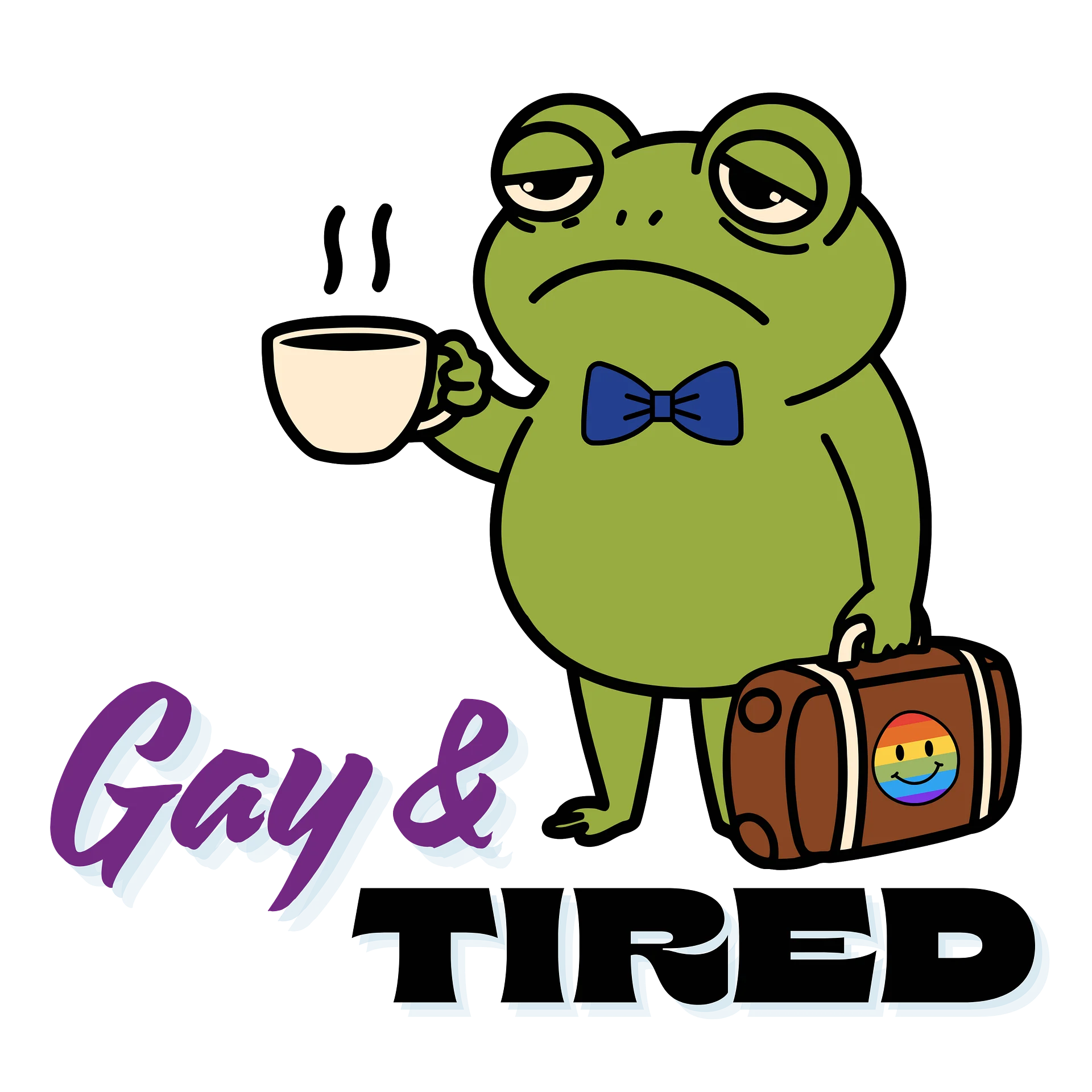 Gay & Tired Frog Sticker (3" x 3") product image (2)
