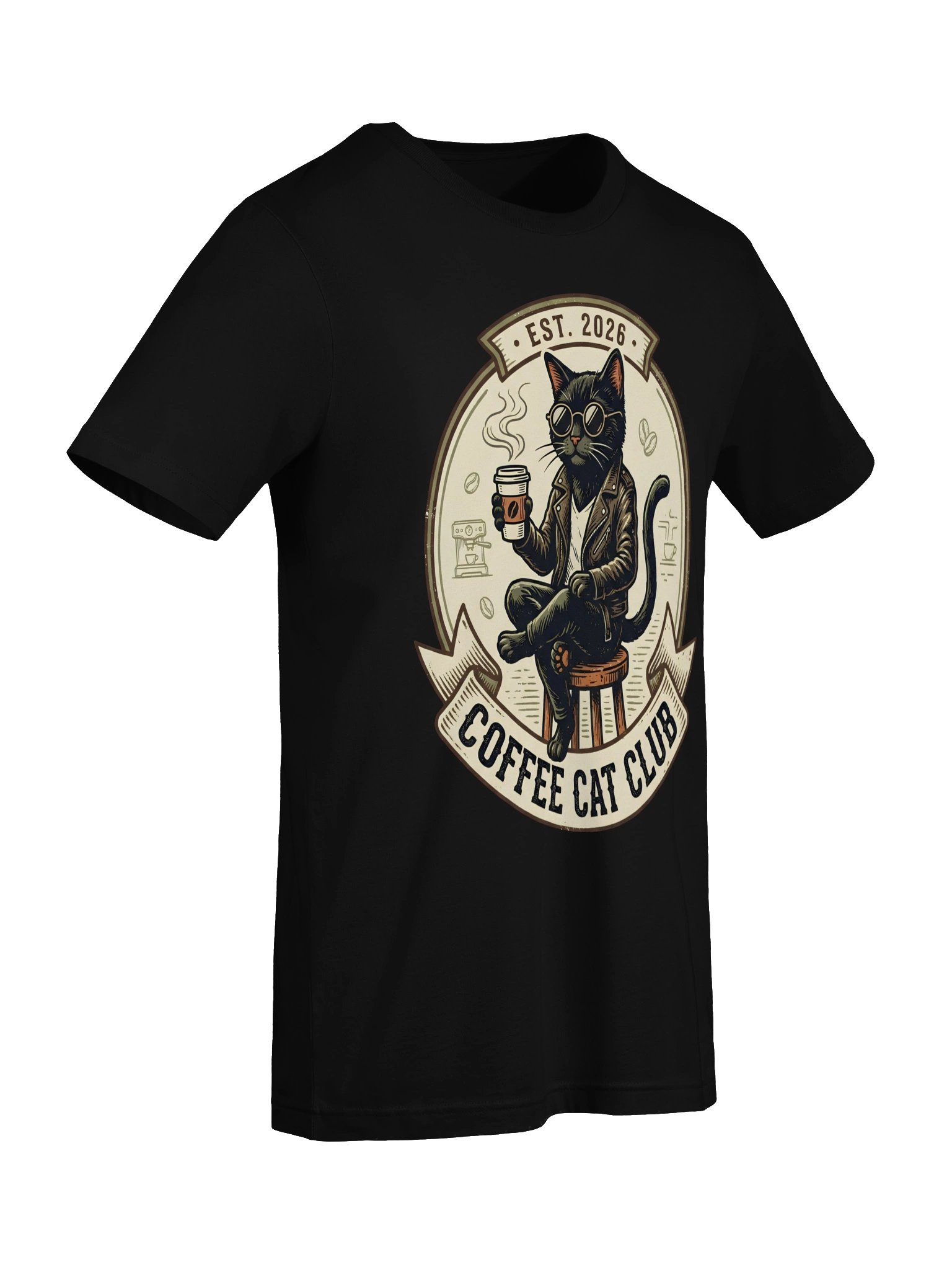 Coffee Cat Club T-Shirt - Vintage Black Cat EST. 2026 Graphic Tee product image (27)